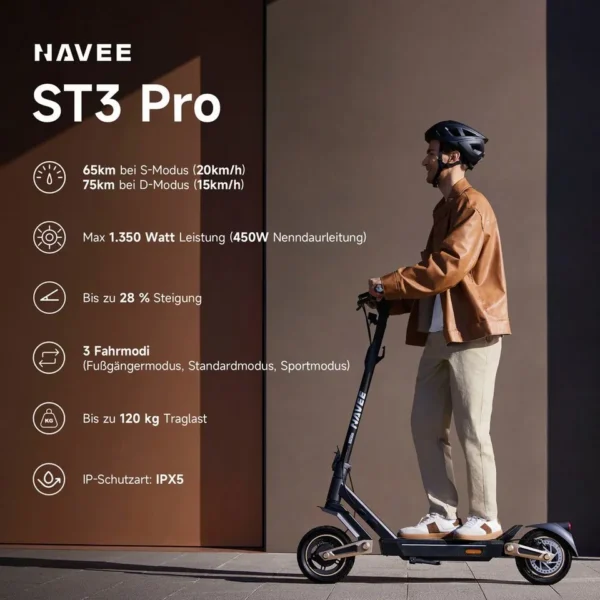 NAVEE ST3 Pro E-Scooter, 1350 W Leistung, innovative Damping Arm-Federung