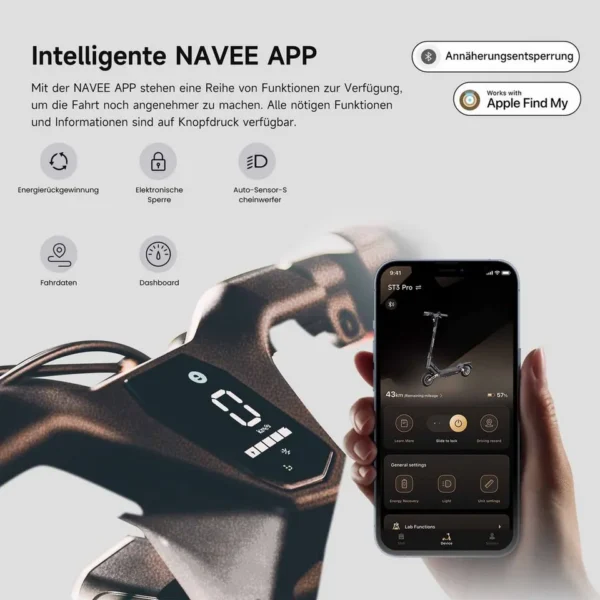 NAVEE ST3 Pro E-Scooter, 1350 W Leistung, innovative Damping Arm-Federung