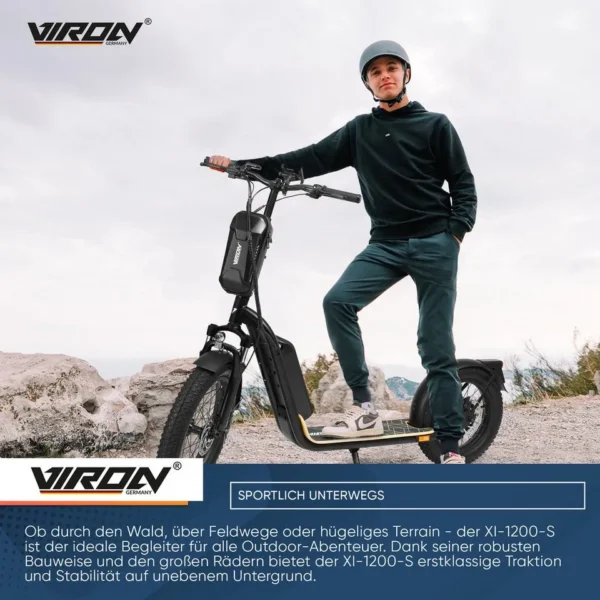 VIRON XI-1200-S E-Scooter, Straßenzulassung, herausnehmbarer Akku — 500 W Motor, 20 km/h, 50 km Reichweite
