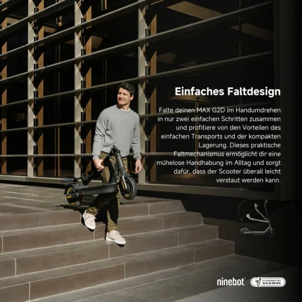 Segway KickScooter MAX G2, bis zu 70 km Reichweite, 20 km/h Geschwindigkeit, Straßenzulassung